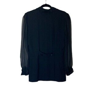 Vtg JR Nites Petites Womens 12 Evening Jacket Black Satin Sheer Whimsigoth